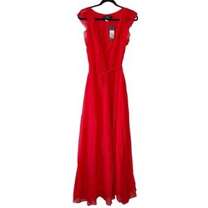 Akira Chicago Elegant Tencel Wrap Red Maxi Dress Sz S NWT‎